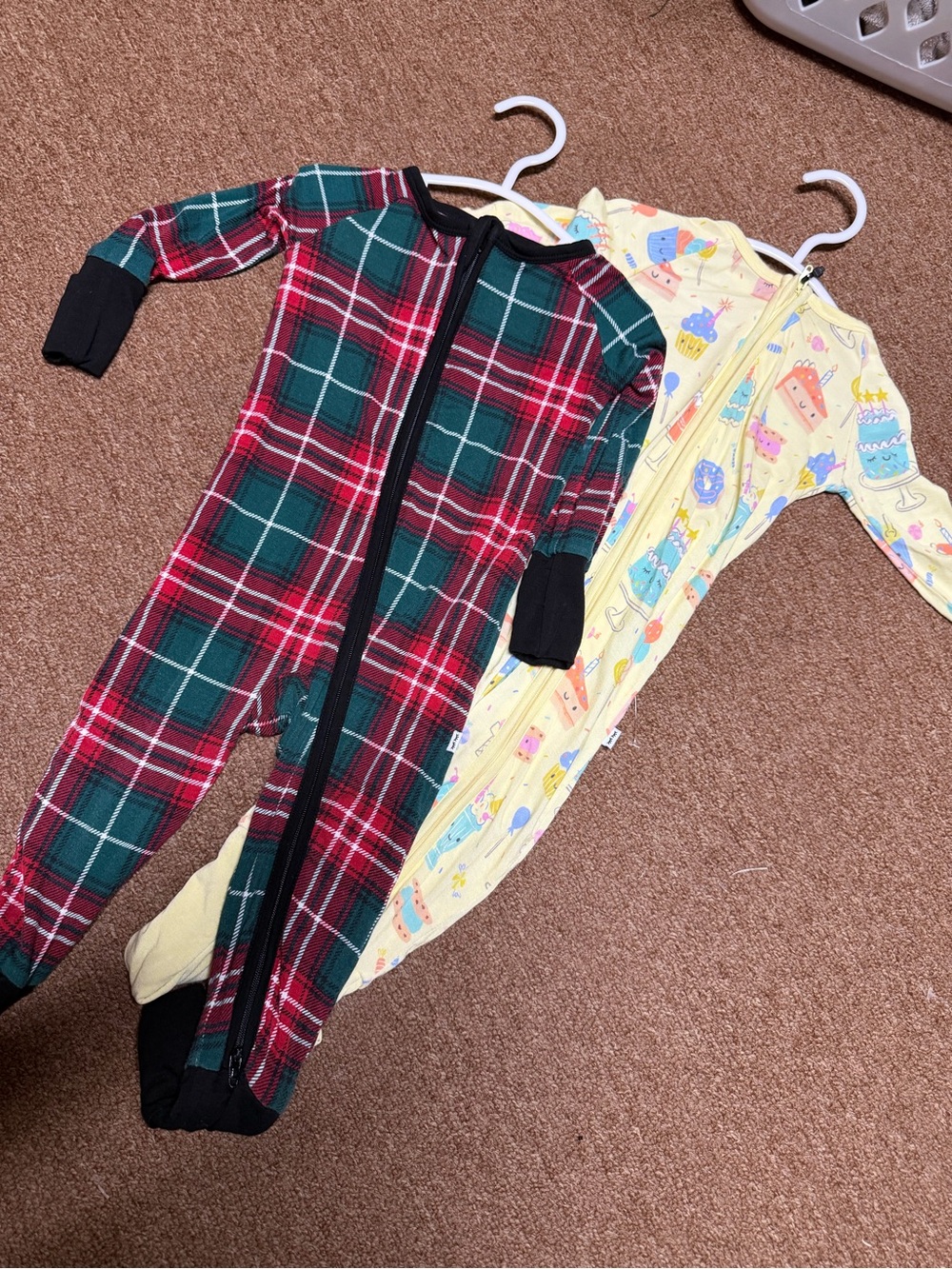 Red & Green Plaid and Birthday Little Sleepies 6-12 Months